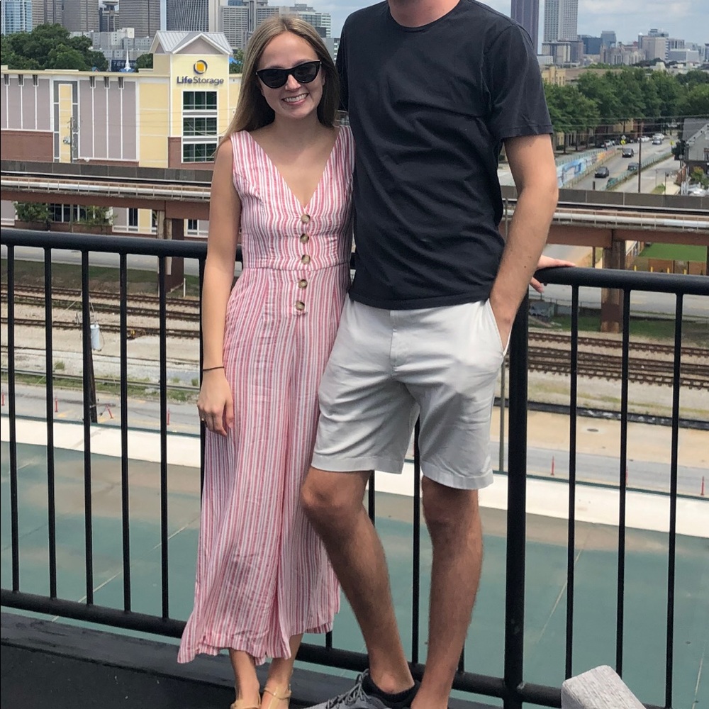 BNDI Pink & White Striped Jumpsuit